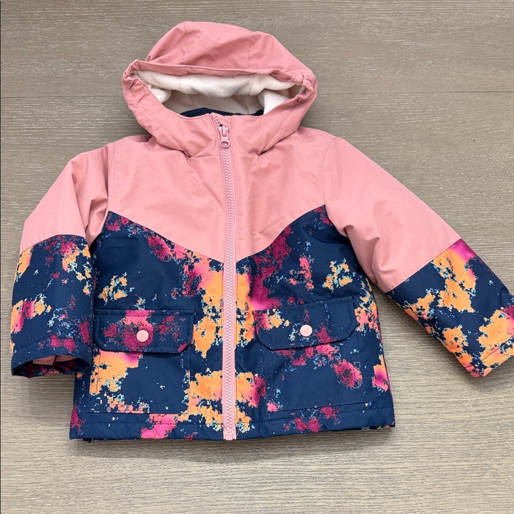Hooded Pink and Blue Kids Winter Jacket with inside liner